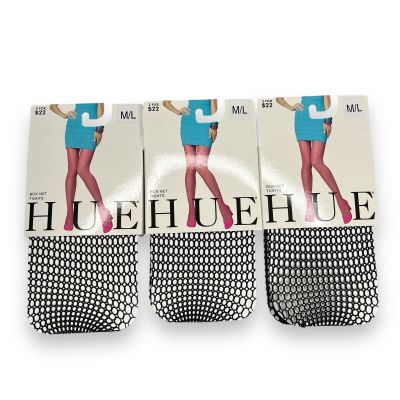 Hue Box Net Tights Women’s Size M/ L Black U13509 3 Pair Pack